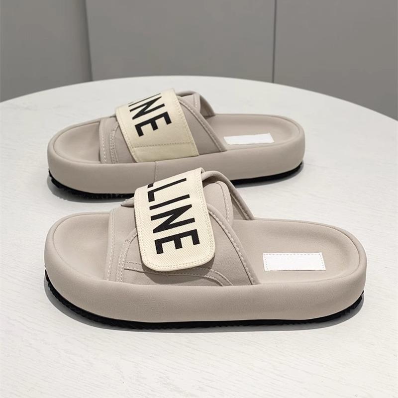 Francuskie piękne klapki na grubej podeszwie, idealne na lato 2025, nowa moda, super modne klapki plażowe dla kobiet w ciąży, chodzących po gównie