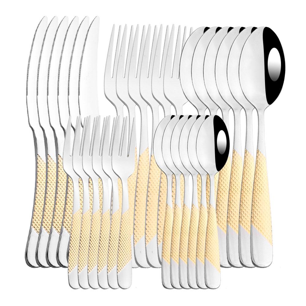 Luxury Black Flatware Cutlery Set Stainless Steel Silverware Dinnerware Set Mirror Dinner Fork Knife Coffee Spoon Tableware Set