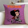 Classic Cartoon Mafalda Cushion Cover Soft & Easy-Wash Pillow Case – Versatile For Couch, Bed, Travel And Office