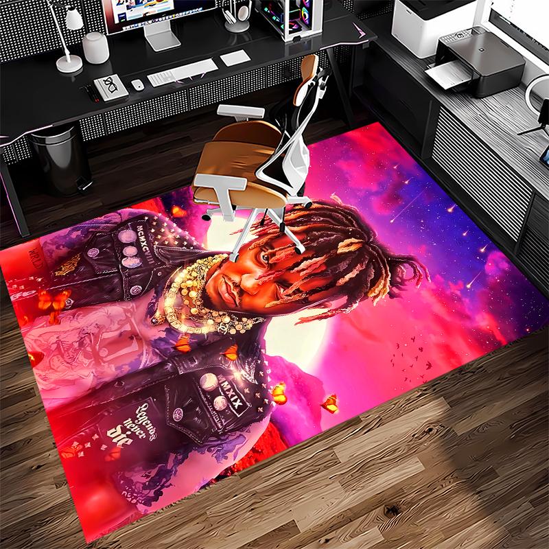 1pc Juice WRLD Print Area Rug - Soft,Washable Non-Slip Indoor Mat for Office Chairs,Living Room,Home Office Decorative Rug
