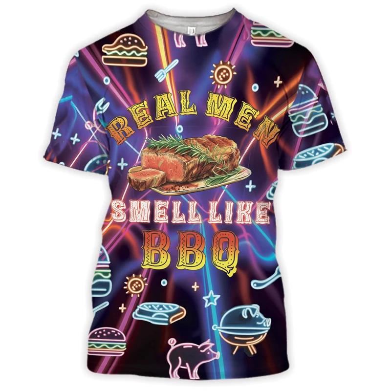 Grilovací párty Grafické grilování Vepřové tričko Pánské Piknikové BBQ tričko Grilování Hamburger Módní Zábavné tričko