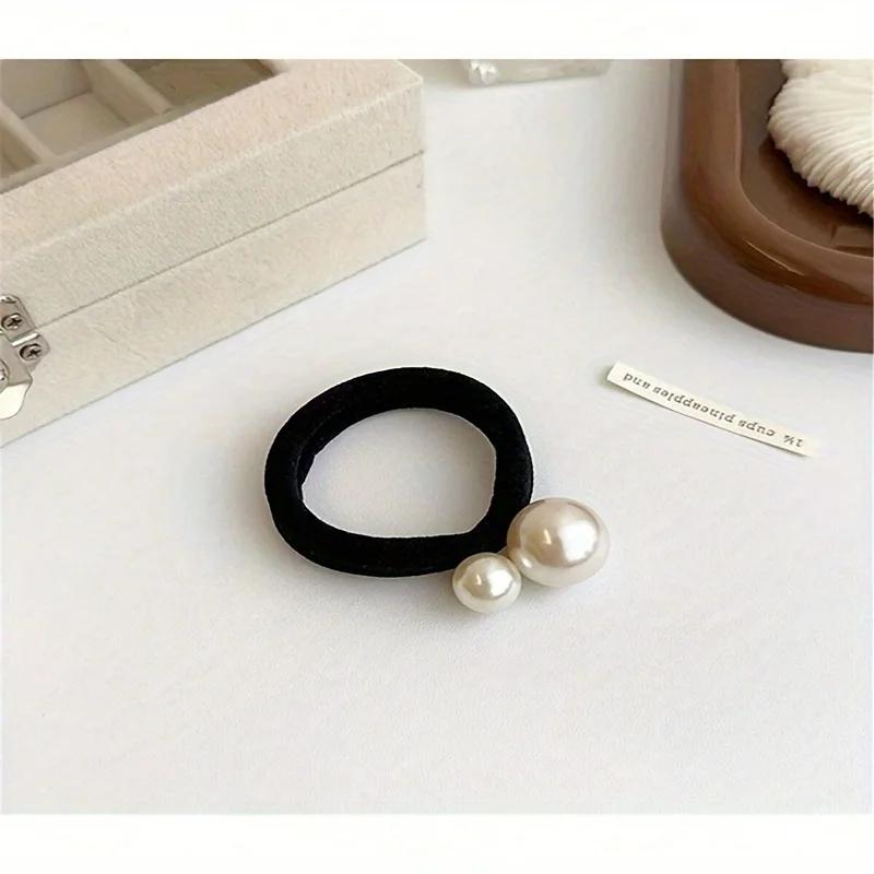 Korean Fashion Simple Pearl Headband with Small Fragrance High Elasticity Headband Bold Seamless Towel Loop Tie Head Rubber Band