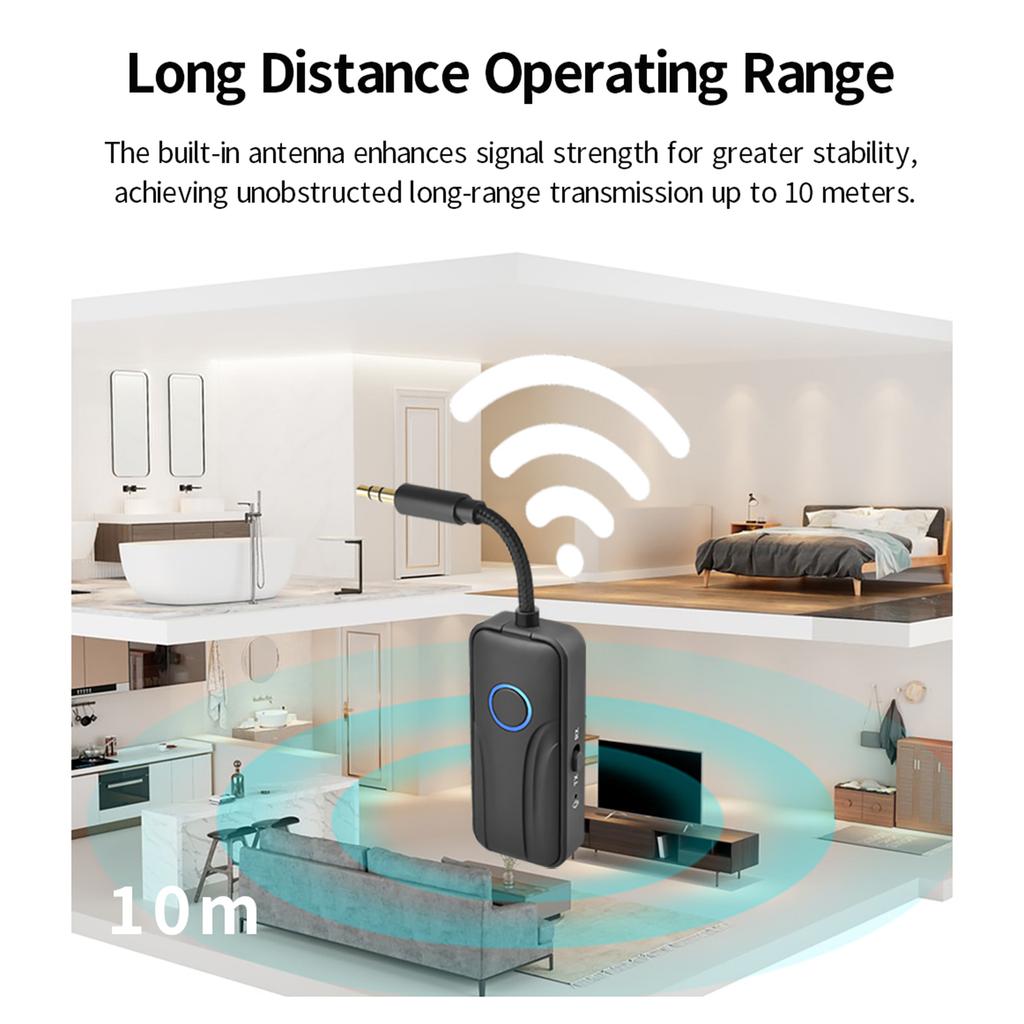 Bluetooth 6.0 AUX Audio Transmitter Receiver Wireless Adapter 3.5mm AUX Hi-Fi Stereo Music Audio Adapter For Car TV PC Speaker