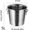 1L/3L/5L Stainless Steel Ice Bucket Portable Ice Chiller Cooler with Comfortable Handle Two-ear Ice Bucket Bar Wine Tooling