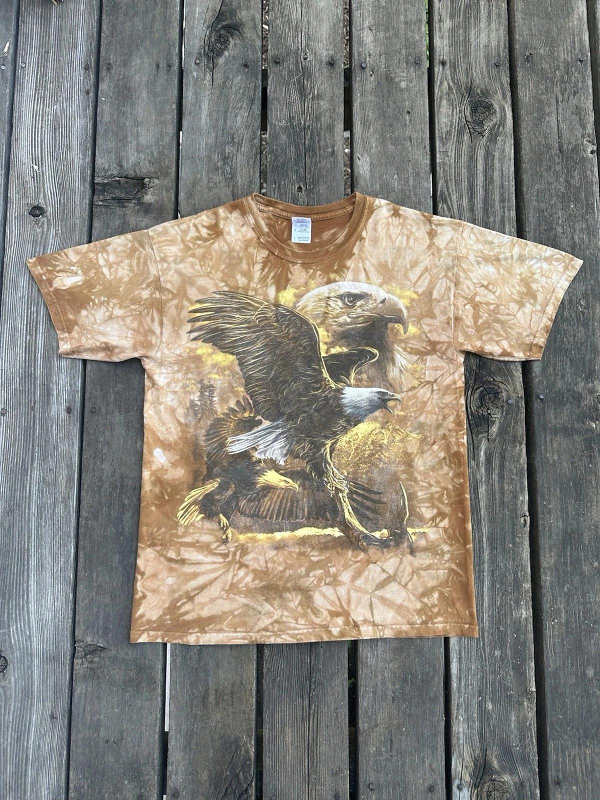 Tie Dye Eagle T Shirt Men’s Large Brown The Mountain All Over Print USA 4XL