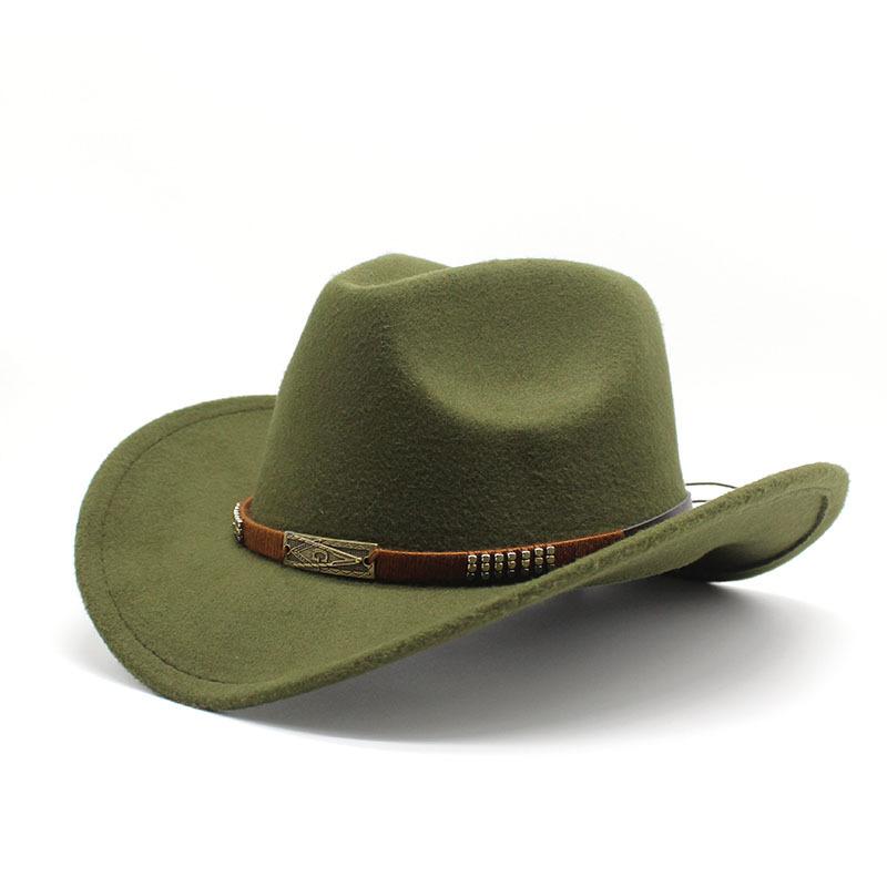 Woolen Jazz Hat Metal Belt Cowboy Hat Roller Hat Men'S And Women'S Western Cowboy Gift Hat