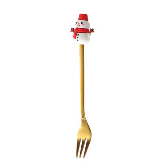 Weihnachtsgabel/Löffel, Langlebiger Edelstahl, mit Niedlicher 3D-Weihnachtspuppen-Dekor Besteck, für Festliches Zuhause Restaurant