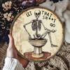 Vintage Metal Wall Art Round Sign Skeleton Meditation Quote Home Decor