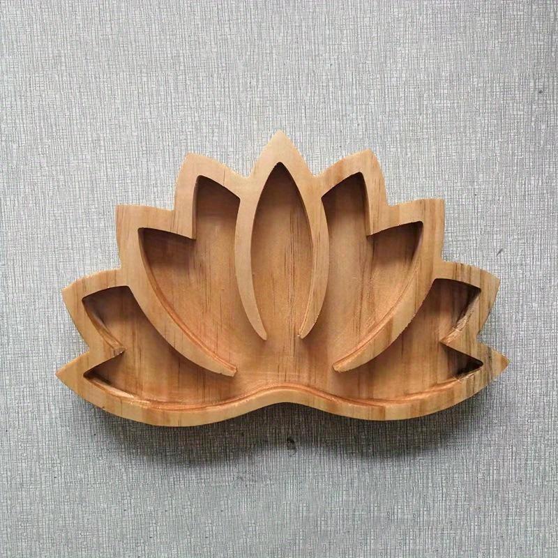 

Поднос в форме лотоса, материал дерево, с кристаллами, коробка для хранения и демонстрации, поднос для хранения ювелирных изделий, современный дизайн LS коричневый