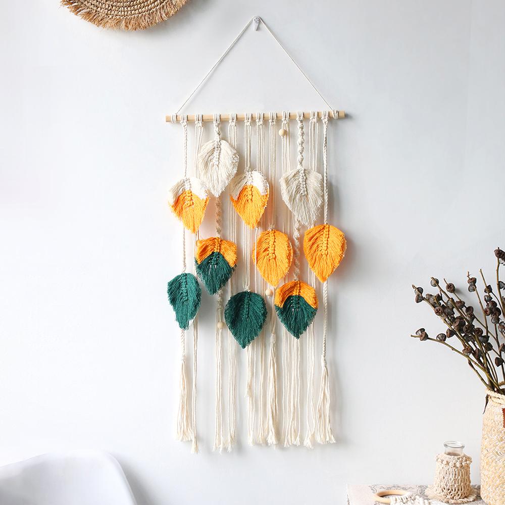 Wall Macrame Tapestry Leaf Bohemian Home Decor Woven Tassels Wall Hanging Nordic Home Decoration Living Room Decors Aesthetic
