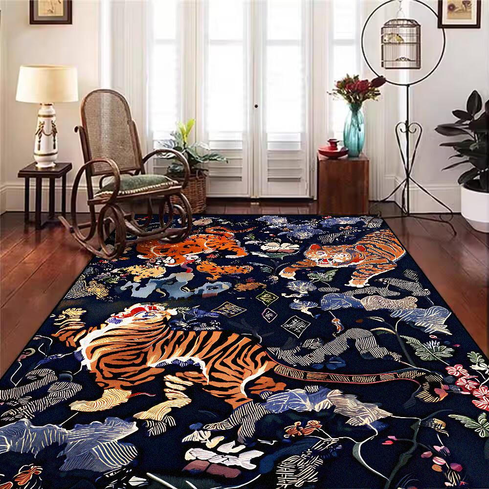 Home Decoration Luxury Retro Persian Carpet for Living Room Big Size Tiger Pattern Non-slip Mat for Kids Office Lounge Decor Rug