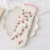 Peach Transparent Flower Ruffle Socks Avocado Fruit Mesh Tulle Mid Tube Socks  Girl