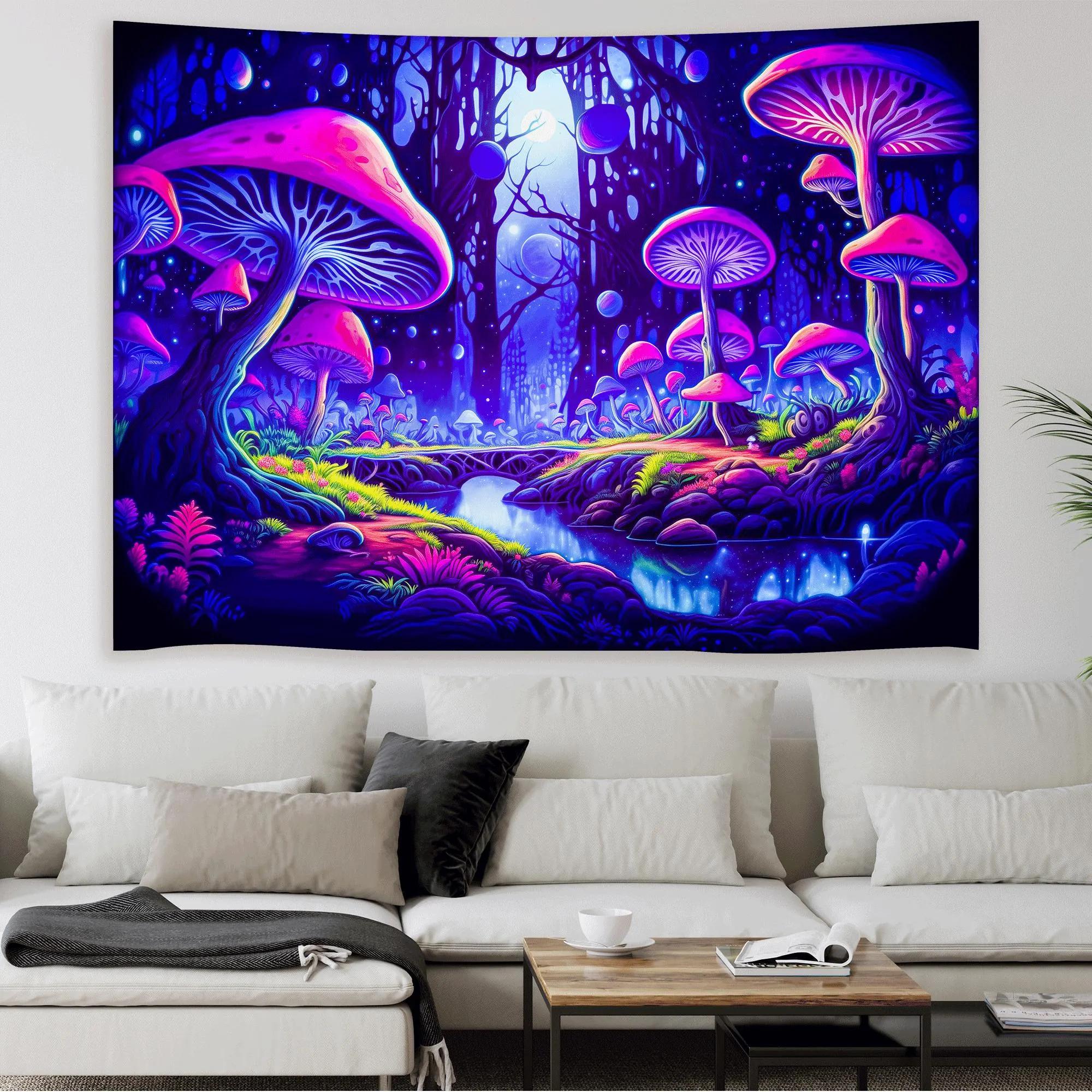 Retro Mushroom Tapestry Sci-Fi Mushroom Tapestry Magic Mushroom Wall Hanging Fantasy Wall Tapestry Home Decor for bedroom living 100X70CM