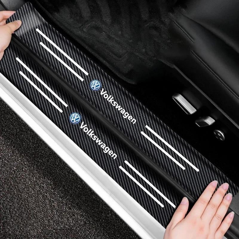 opq1 5Pcs Car Door Sill Sticker Anti-scratch Protection Decals For VW R Line GTI Atlas Jetta Touareg Variant Golf Polo Taos Nivus Pas