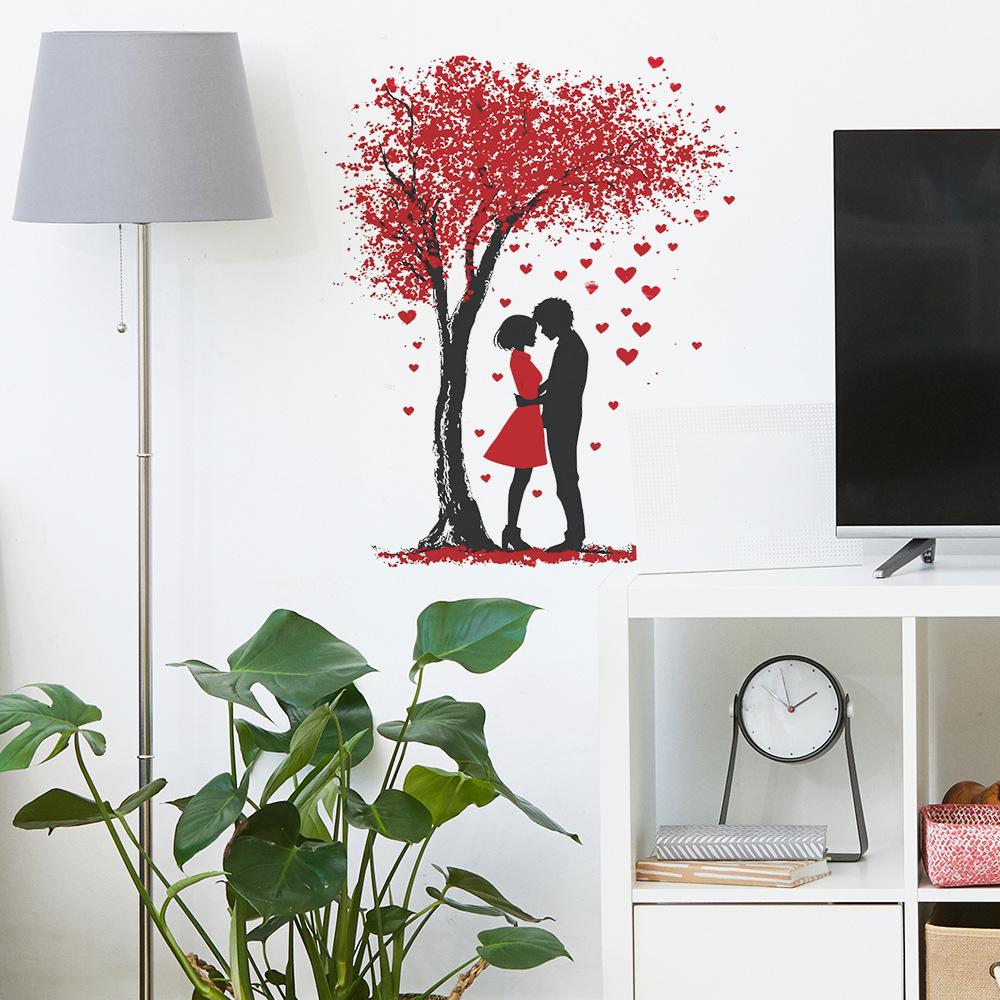 The Wall Beautification Stickers for The Entrance Hall of The Couple's Living Room Under The Love Tree on Valentine's Day