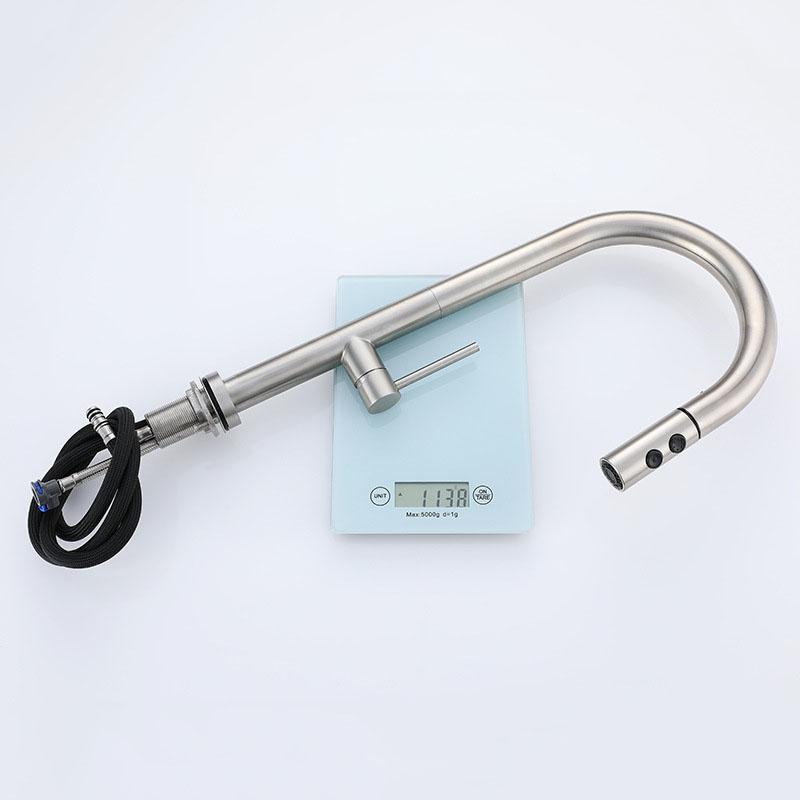 Nickel 304 Stainless Steel Kitchen Sink Faucet Pull-out Cold And Hot Mixed Water Kitchen Faucet Household Sink Tap