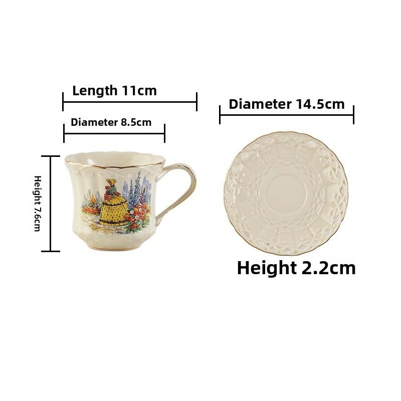 French Hollow Out Ceramic Cup Saucer Set British Style Teapot Afternoon Tea Elegant Drinkware Household Goods