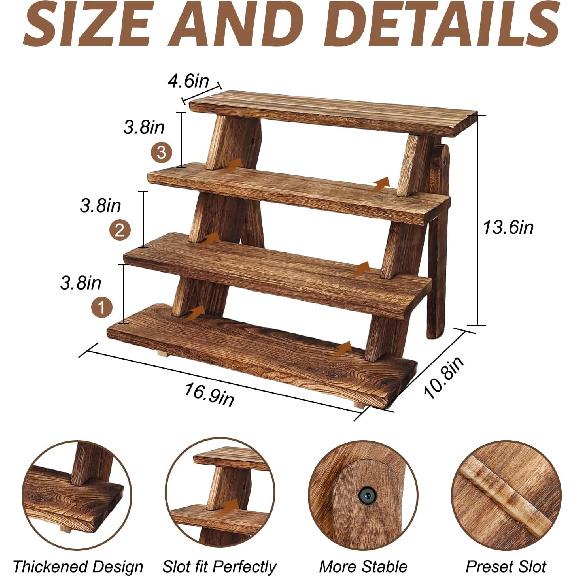 Wooden Cupcake Stand - 4 Tier Cupcake Display Stand, Rustic Tiered Display Stand, Tool Free Installation Cupcake Stand for Baby Shower Decorations