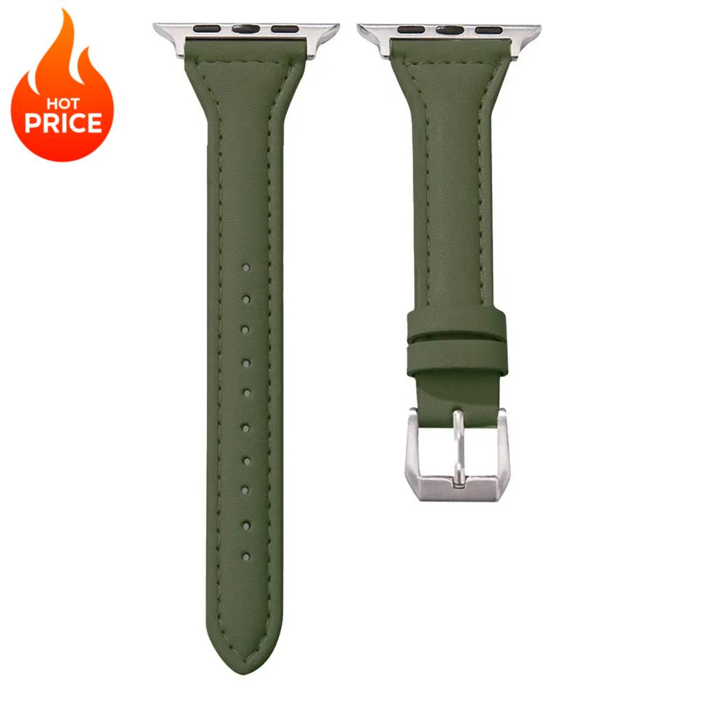 Slim Leather Strap For Apple Watch Band 44mm 40mm 41mm 45mm 44mm Bracelet For Iwatch Series 10-11 46mm 42mm Band Ultra 2-3 49mm