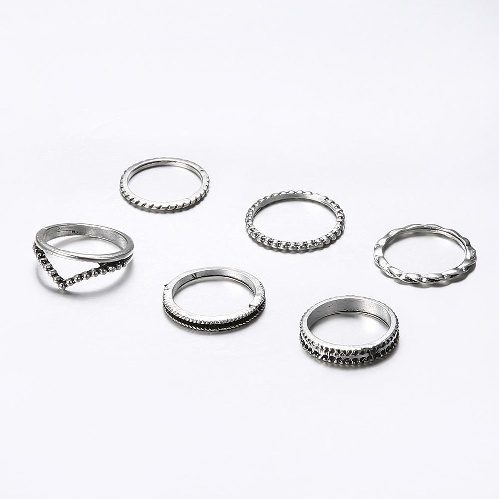 Wind Simple Plain Ring, Personalized And Creative Cold Wind 6-Piece Ring Ring Ring