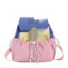 Kids' Lightweight Color Block Backpack: Large Capacity Kindergarten Bag with Drawstring for Boys and Girls