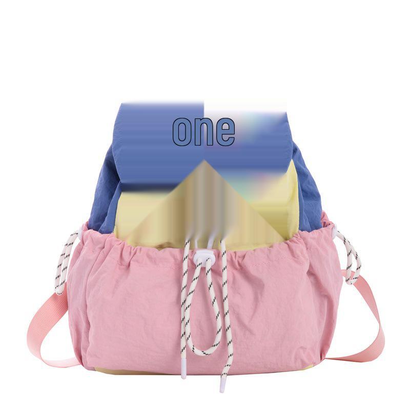 Kids' Lightweight Color Block Backpack: Large Capacity Kindergarten Bag with Drawstring for Boys and Girls