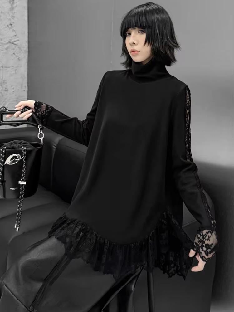 

XITAO Лоскутная ажурная водолазка женская футболка GMM1120 One Size белый