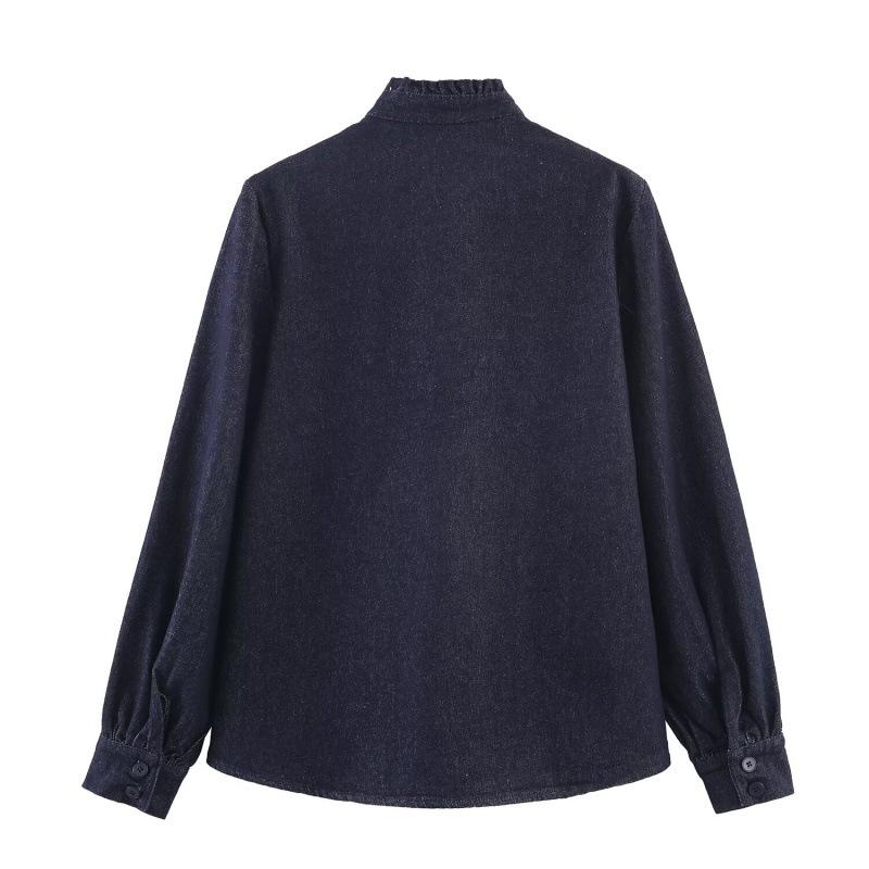 Myst&Za Women's Winter 2025 Bow Denim Shirt