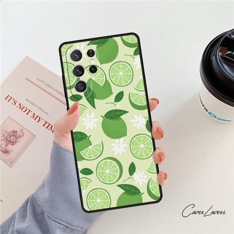 Summer Lemon and Leaf phone case For Samsung Galaxy S24 S25 S23 S22 Ultra Note 10 20 Plus S20 S21 FE Cover