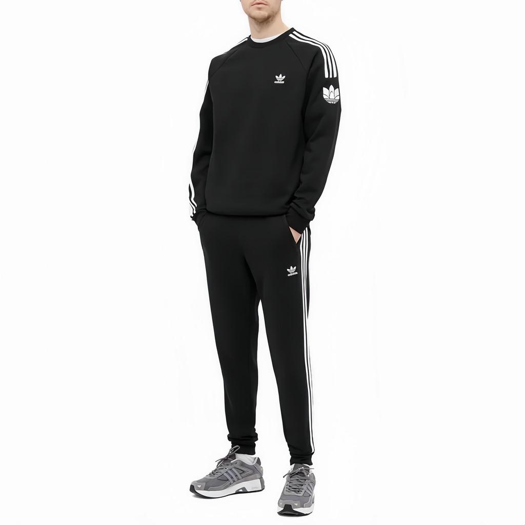 adidas Originals Men's Adicolor 3D Trefoil 3-Stripes Crew Sweatshirt Black GN3545