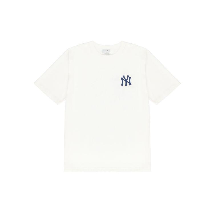 MLB Old Flower T Shirts Unisex Milk White Crew Neck Moderate Straight Fit 3ATSM2023-50CRS