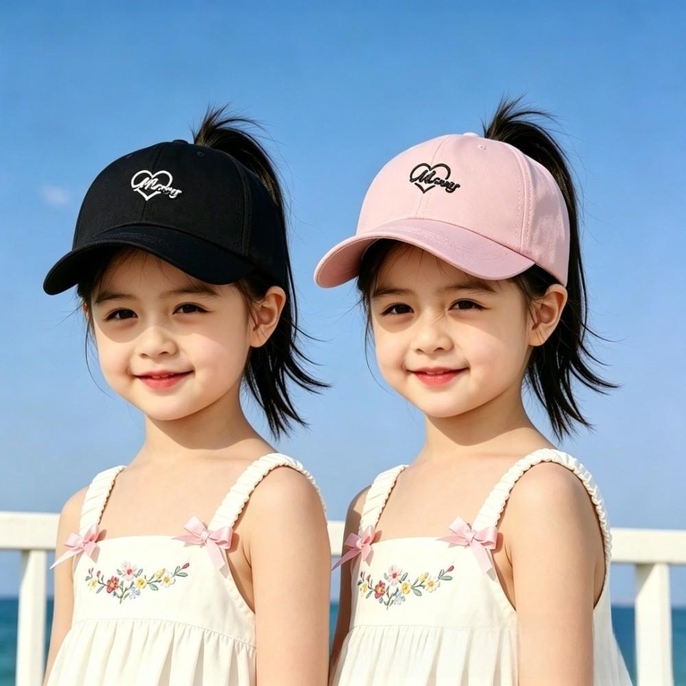 Breathable Heart Embroidered Baseball Hat Adjustable Visor Cap Parent-child Cap For Women Kids