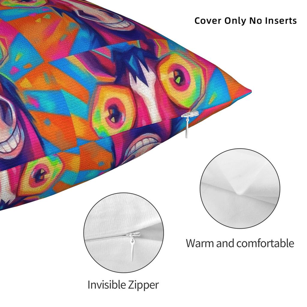 Psychedelic Graffiti Whimsical Smiling Horse Pillow Case Cute Funny Pillow Cover Comfy Pillowcases For Office Car Home Decor