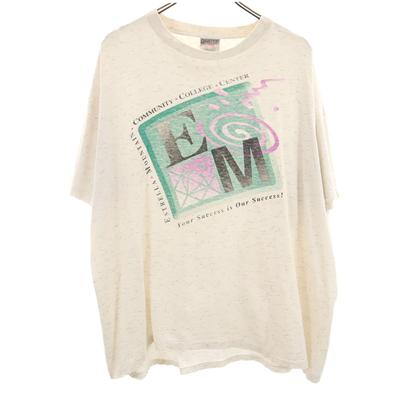 ONEITA 90er Jahre Altes Kurzarm-T-Shirt XL Elfenbein POWER-T Single Stitch Herren Gebraucht