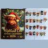 2026 Hochlandrind Adventskalender 24 Tage 3D Weihnachten Countdown Kalender Wiederverwendbar Niedlich Festival Ornamente Set Weihnachtsgeschenk