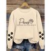 Women's comfortable paw print crew neck sweatshirt, casual long sleeve pullover