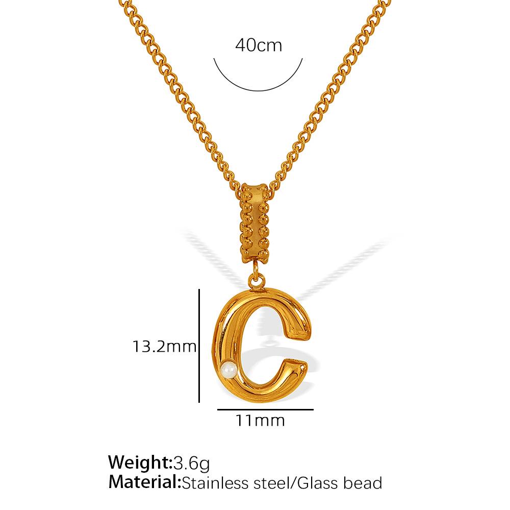 18k Gold-Plated Titanium Steel Bubble Letters Necklace for Women