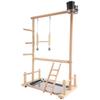 Good-Parrots Playground,Natural Wooden Parrot Perch Gym Play Stand Parakeet Ladders With Feeder Cups And Toys Exercise Play