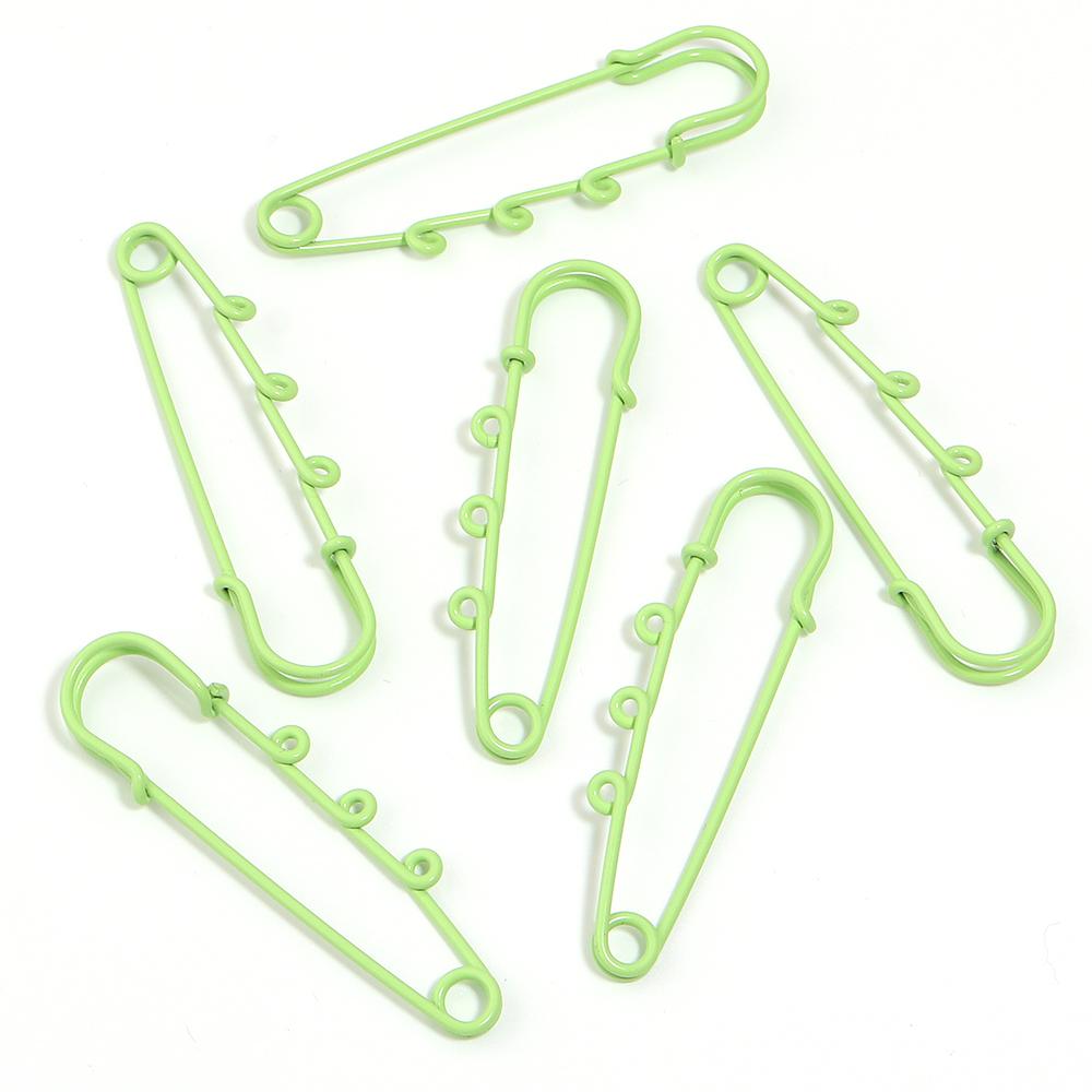 6pcs Safety Pins Brooch Blank Base Brooch Pins With 3 Loops Colorful Metal Pin DIY Brooch Charms For Jewelry Making Accessories