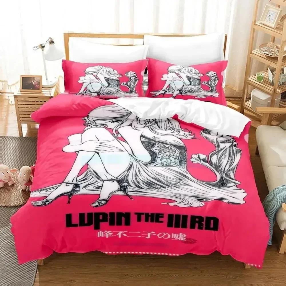 Anime Lupin Third Mine Fujiko Bedding Set Boys Girls Twin Queen Size Duvet Cover Pillowcase Bed Kids Adult Home Textileextile