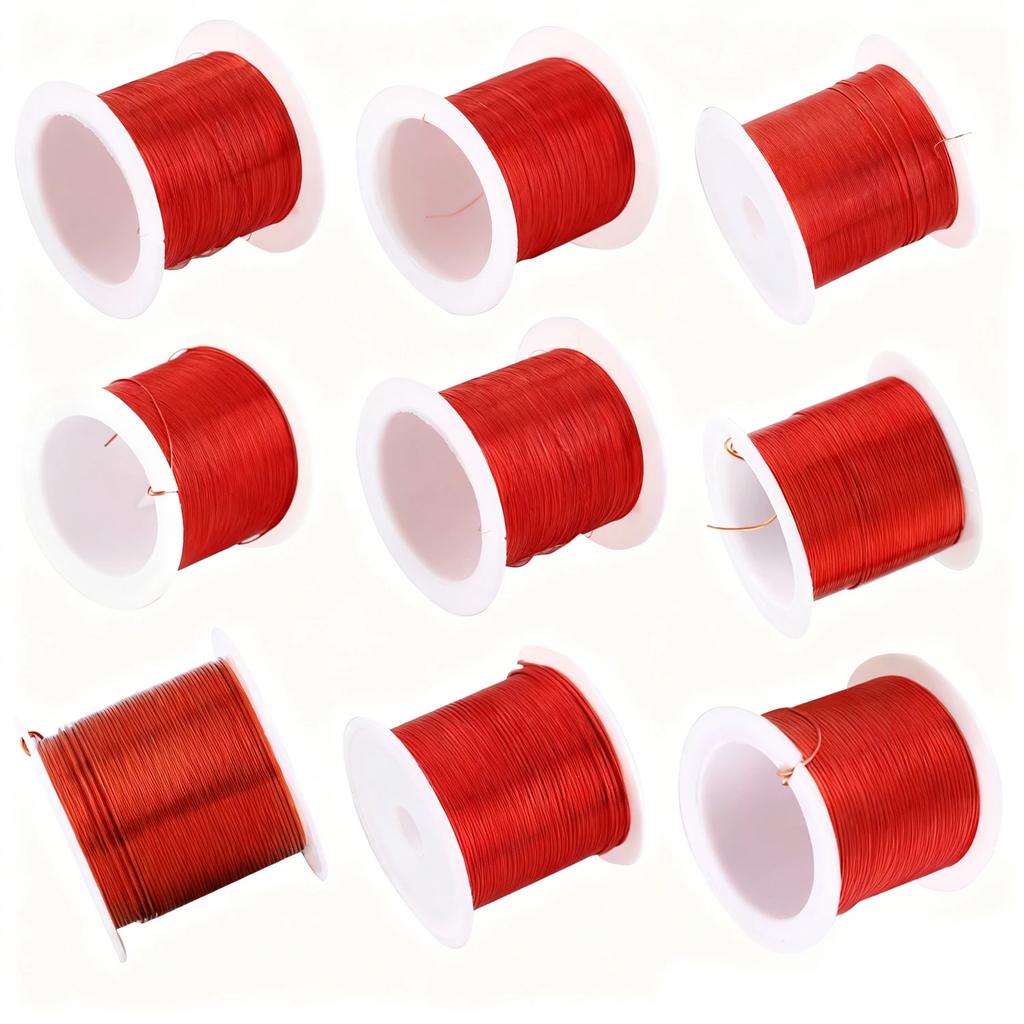 1-5 Roll Magnet Wire for Coil Winding, 0.1-1.0mm Red PU Enameled Coppers Wire, High Conductivity Insulated for Craft