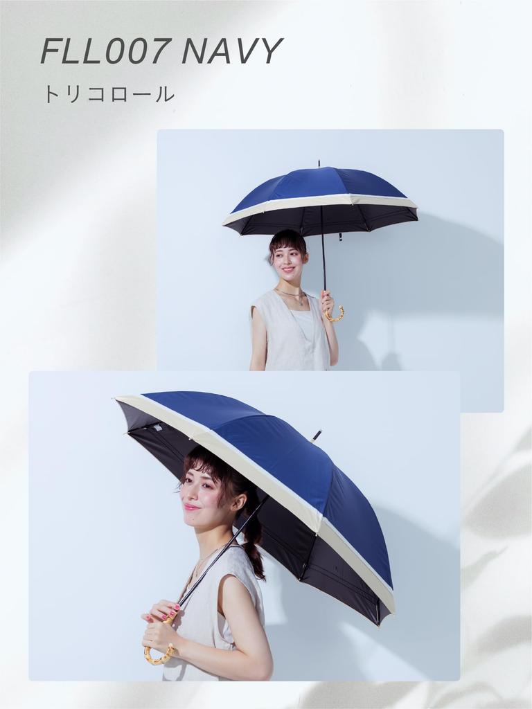 assa Sun Fully UV Large 55cm Manual Suitable for Both Sunny and Rainy Bamboo FLL Women's Umbrella, Sun-Blocking, 100% Protection, Wide, Lightweight,
