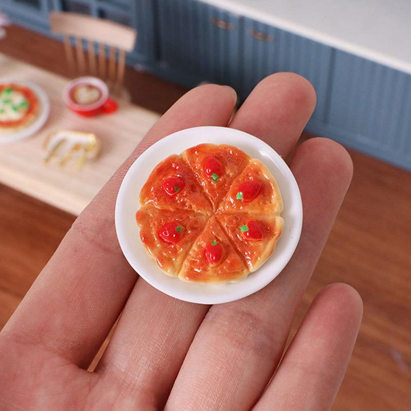 7Pcs/Set Dollhouse Miniatures Cheese Pizza Tableware Mini Cutlery Knife Fork Spoon Set Diy Tableware Doll Accessories