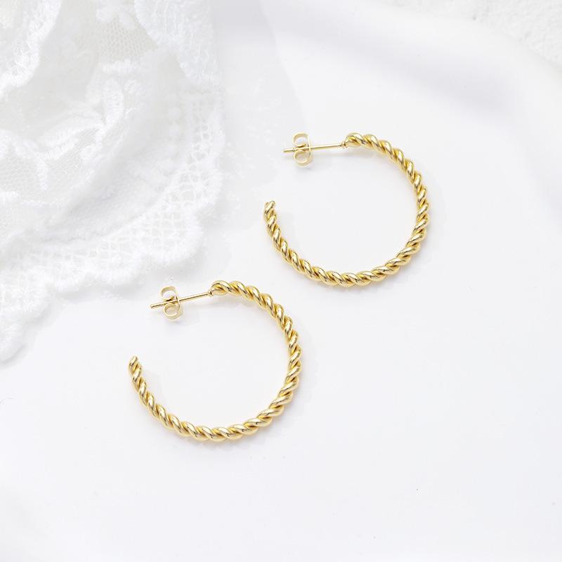 Cross -Border European And American Women 'S Female Twist Line Stainless Steel Earrings