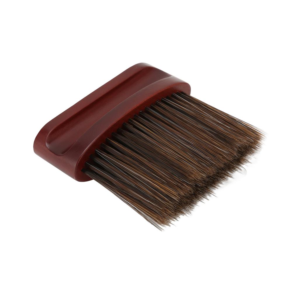 Professional Barber Neck Duster Brush Soft Nylon Hair Beech Handle Sweeping Cleaning Tool Flat Dark Brown