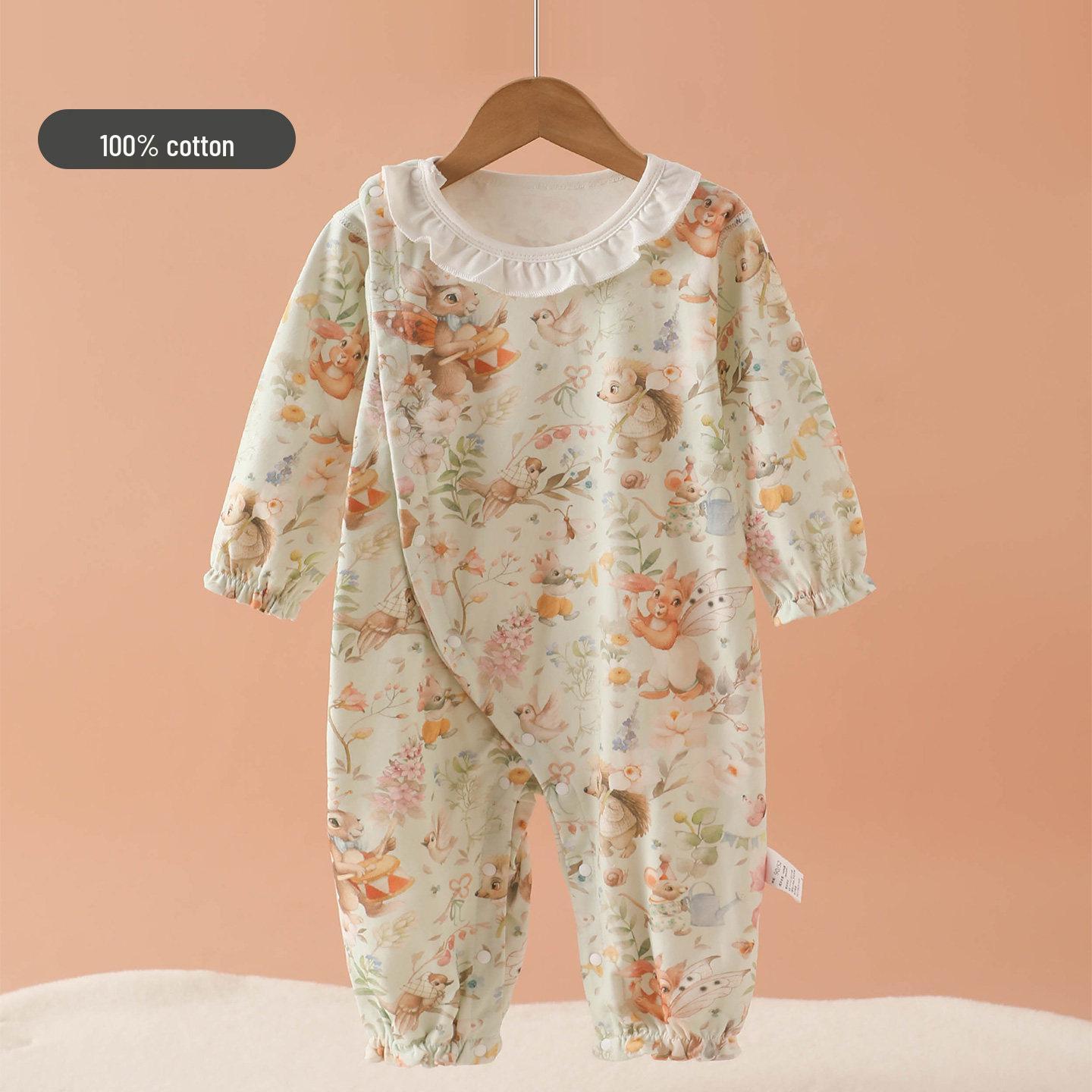 Early Spring Pure Cotton Newborn Long Sleeve Romper 80cm