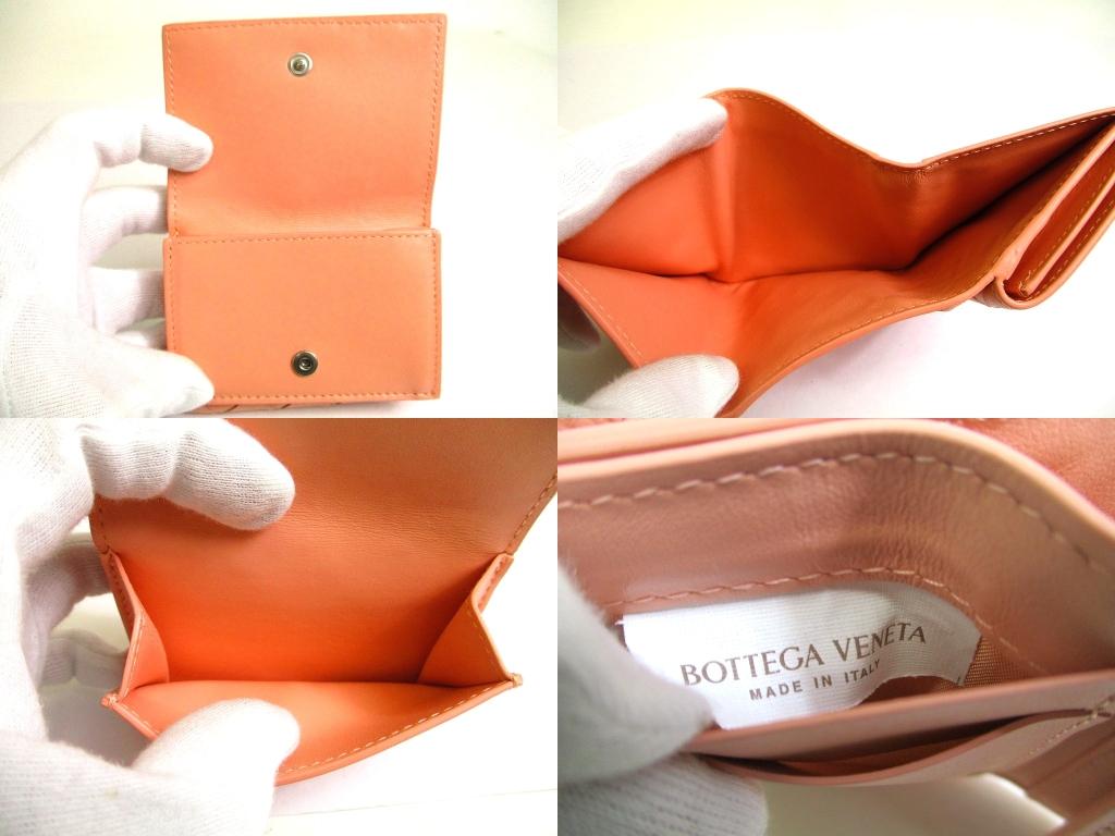 Authentic BOTTEGA VENETA Light Pink Leather Trifold Wallet Compact Wallet #b116  Open Box