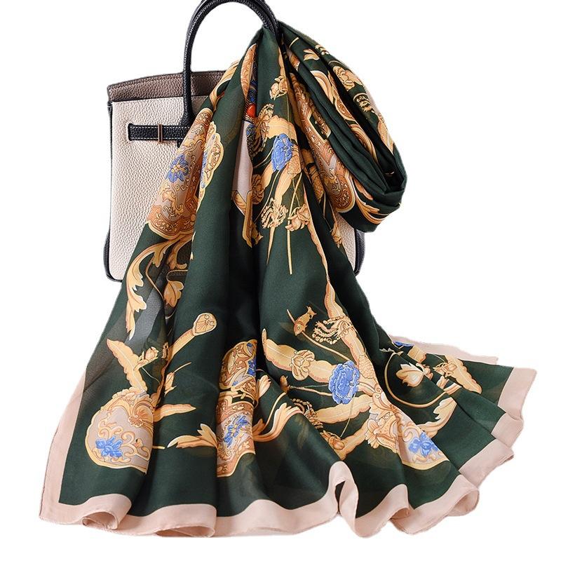 New Spring and Summer Print Fashionable Long Sunscreen Scarf for Women Dual-purpose Shawl Beach Towel Scarf Scarf