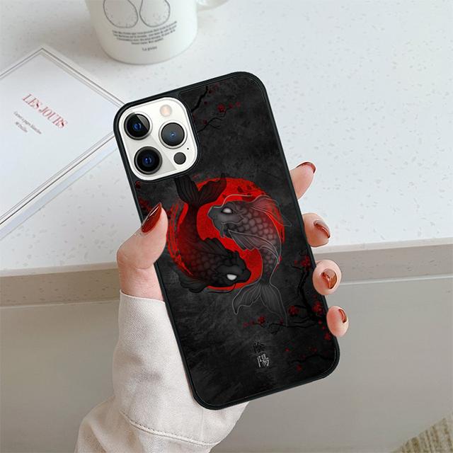 Japanese Koi Fish Phone Case For iPhone 17 Air 14 15 16 13 12 Cover For Apple 14 15 16 Pro Max Plus Coque