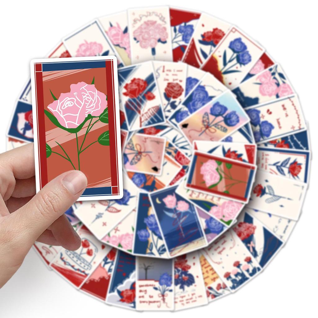 50pcs Vintage Floral Cartoon Stickers for DIY Journals and Notebooks